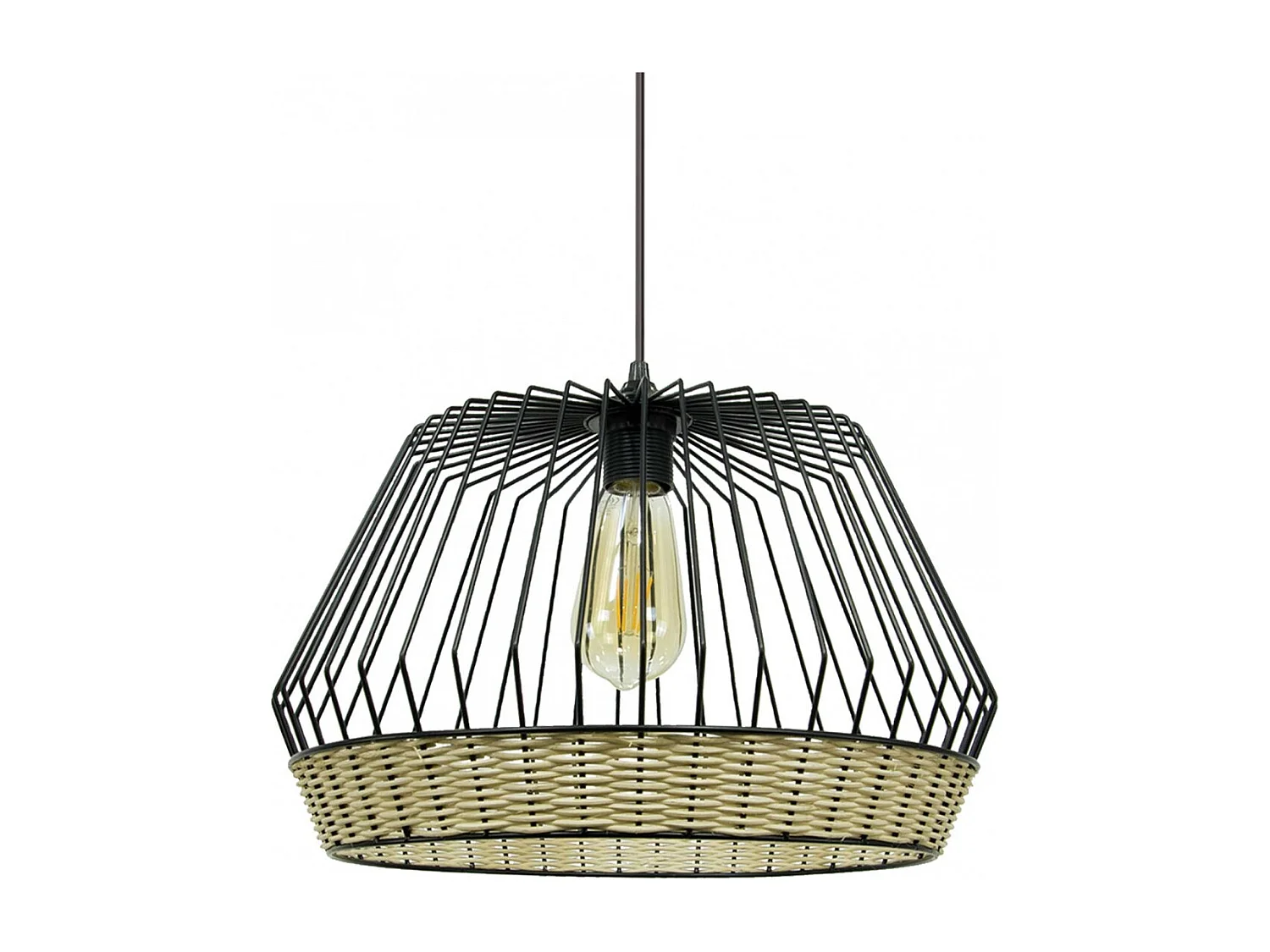 C-Création - Suspension en métal et rotin tressé - JINTEN