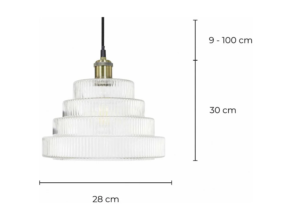 C-Création - Suspension en verre strié - CHALLE MM