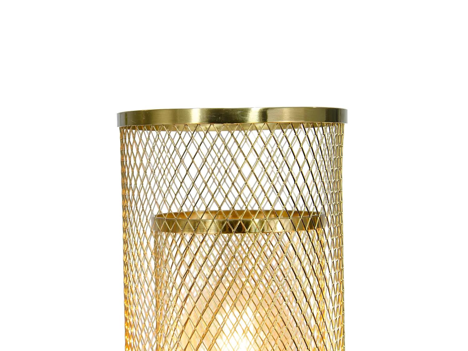 C-Création - Lampadaire en métal doré et simili cuir marron - ACUERO