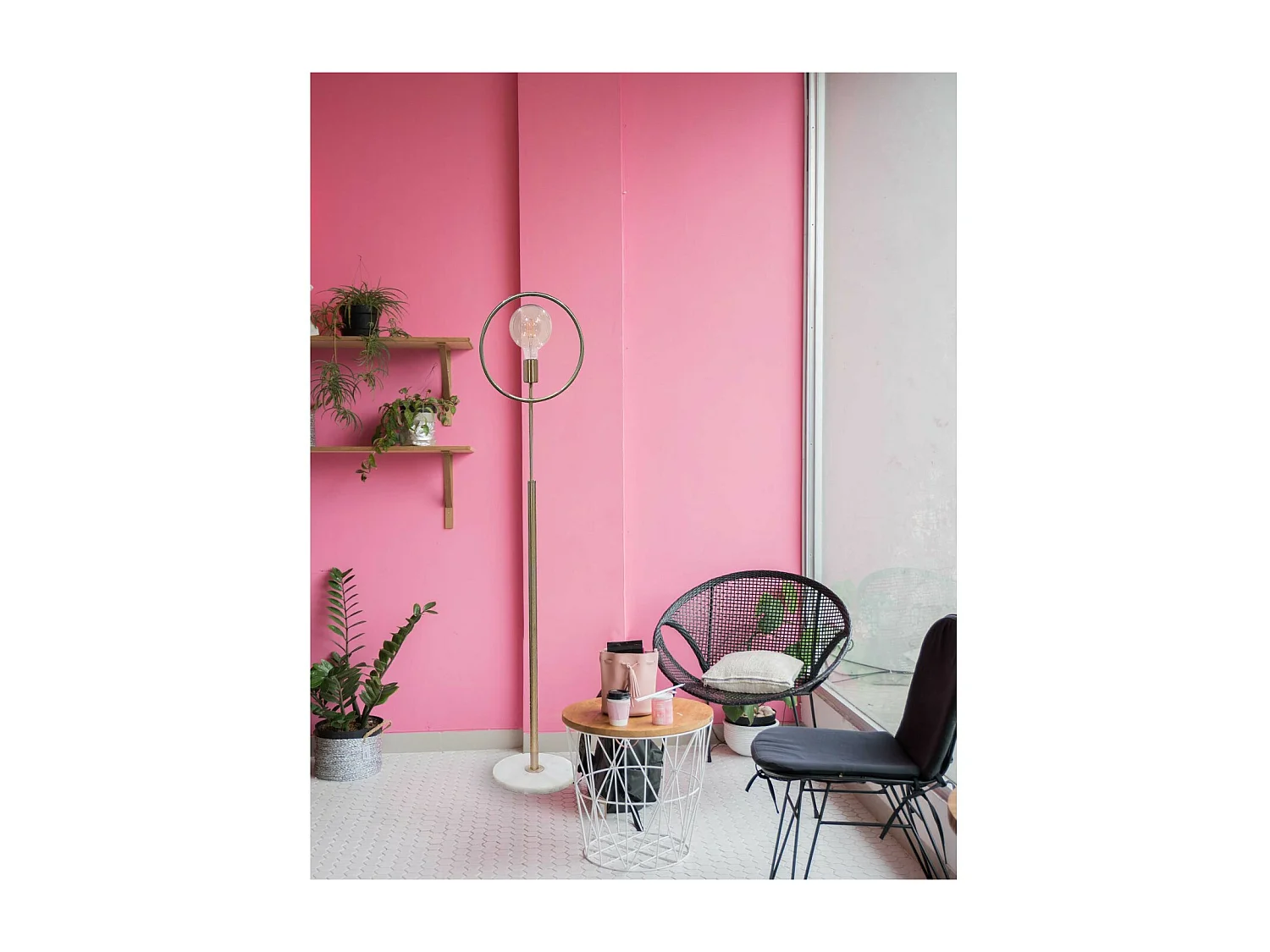 C-Création - Lampadaire en métal et marbre - LEEDS