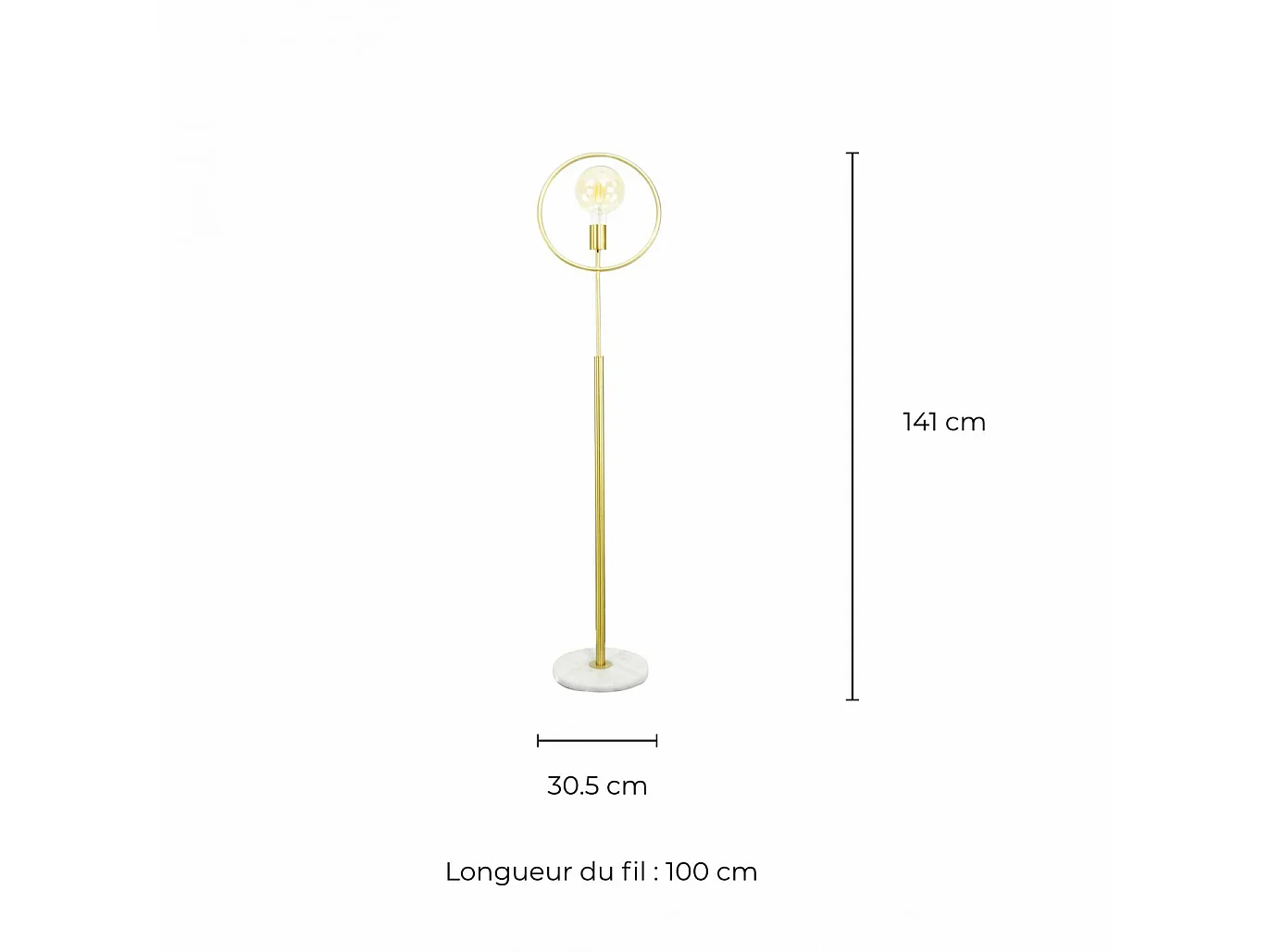 C-Création - Lampadaire en métal et marbre - LEEDS