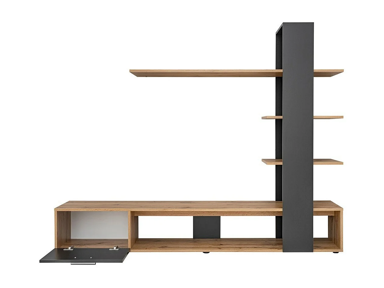 Tv-meubel CLEO - Ingebouwde boekenkast en planken