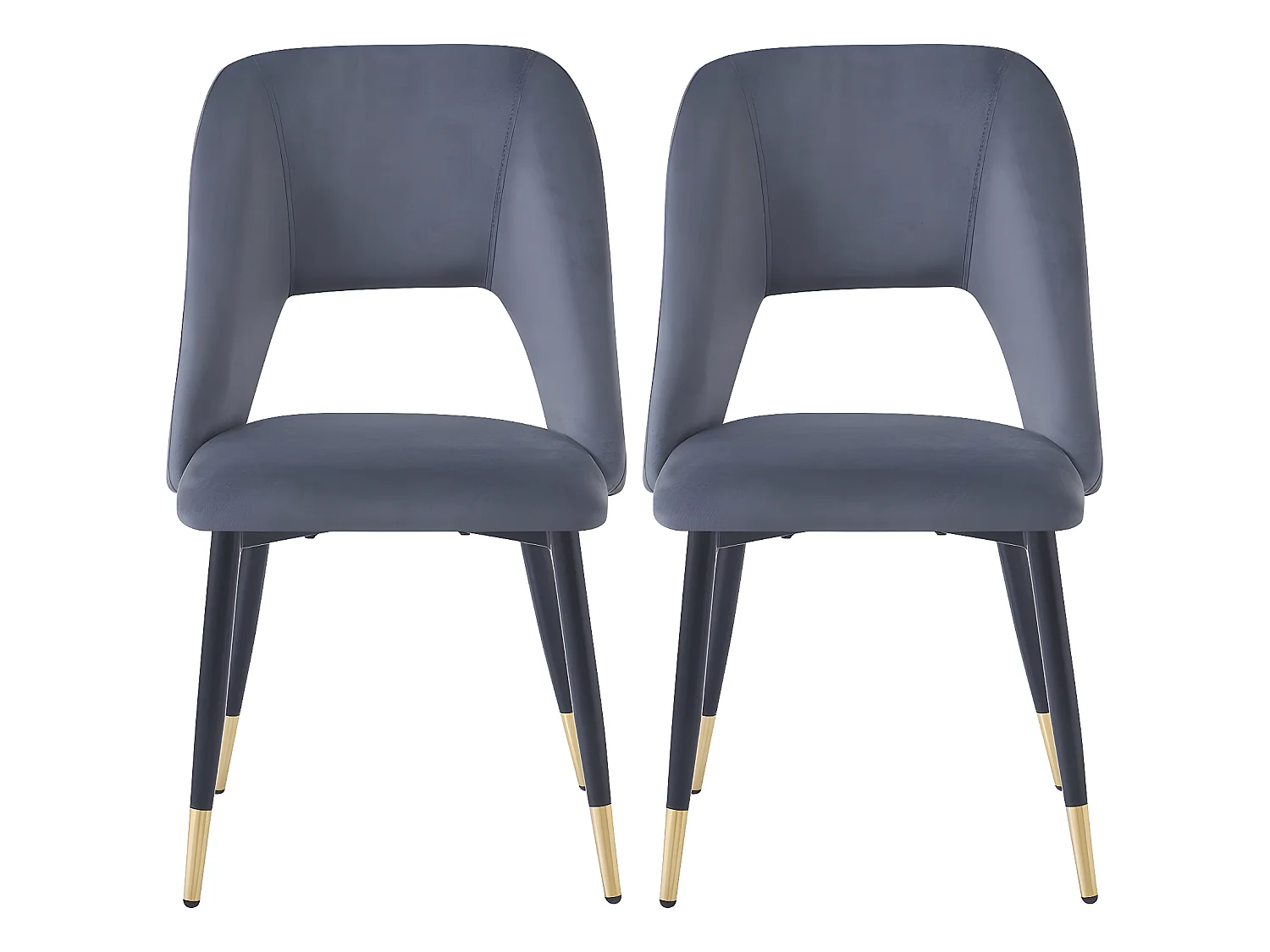 Lot de 2 chaises en velours "Coralie" - Gris