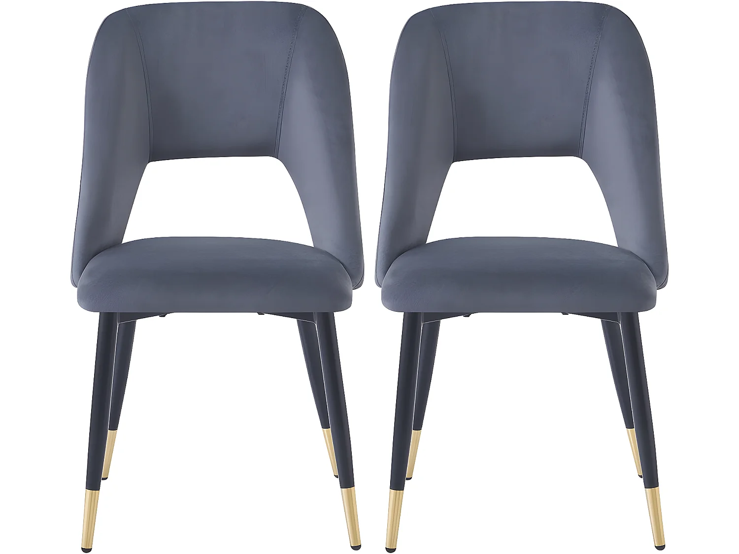 Eetkamerstoelen set 2 stuks stoelen velours fluweel "Coralie" - Grijs