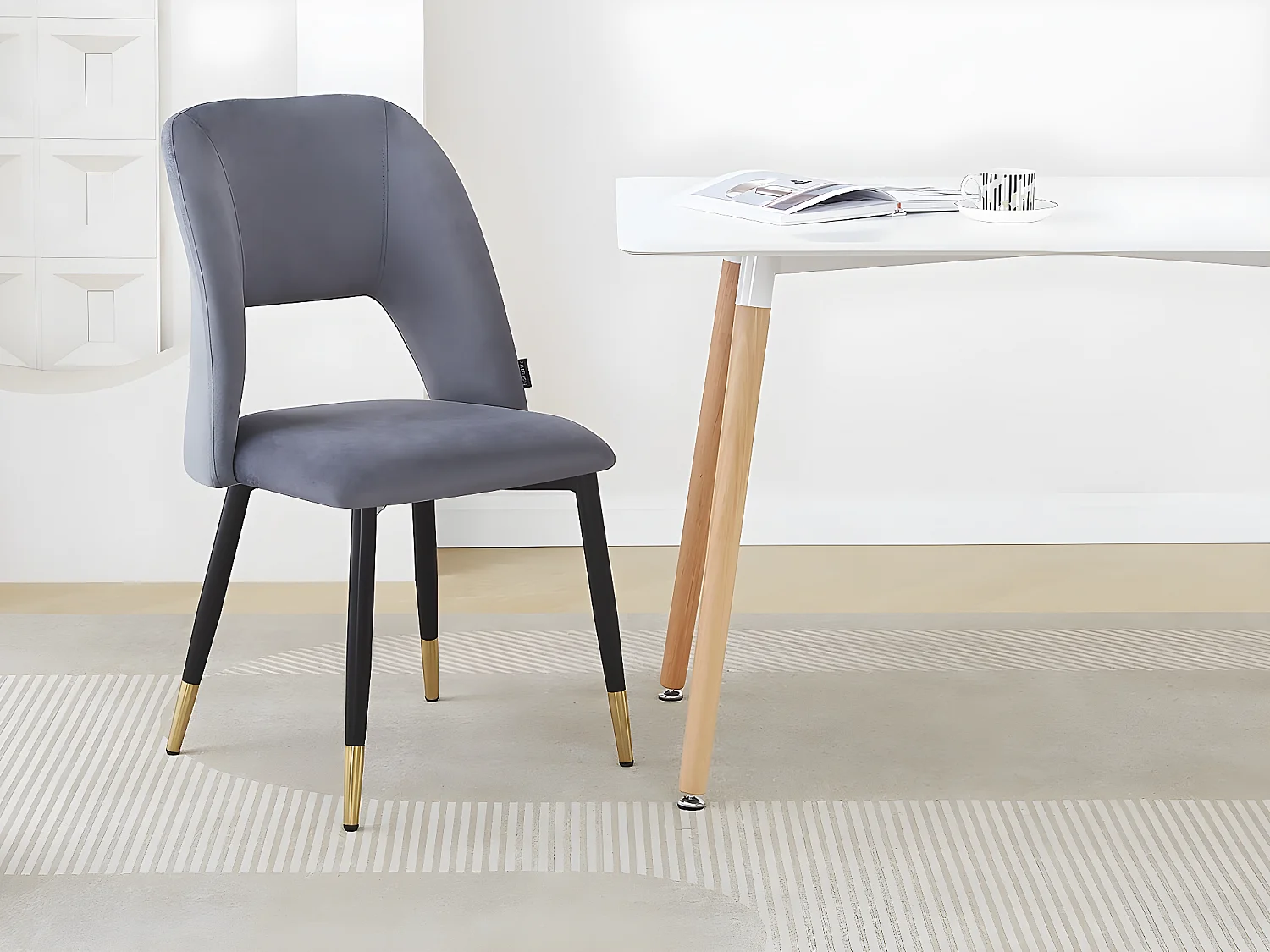 Eetkamerstoelen set 2 stuks stoelen velours fluweel "Coralie" - Grijs