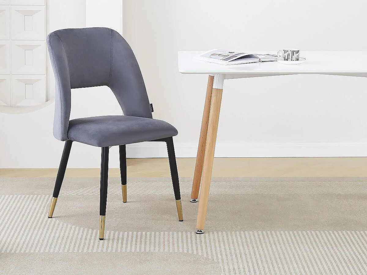 Stuhl aus Samt 2er-Set "Coralie" - Grau