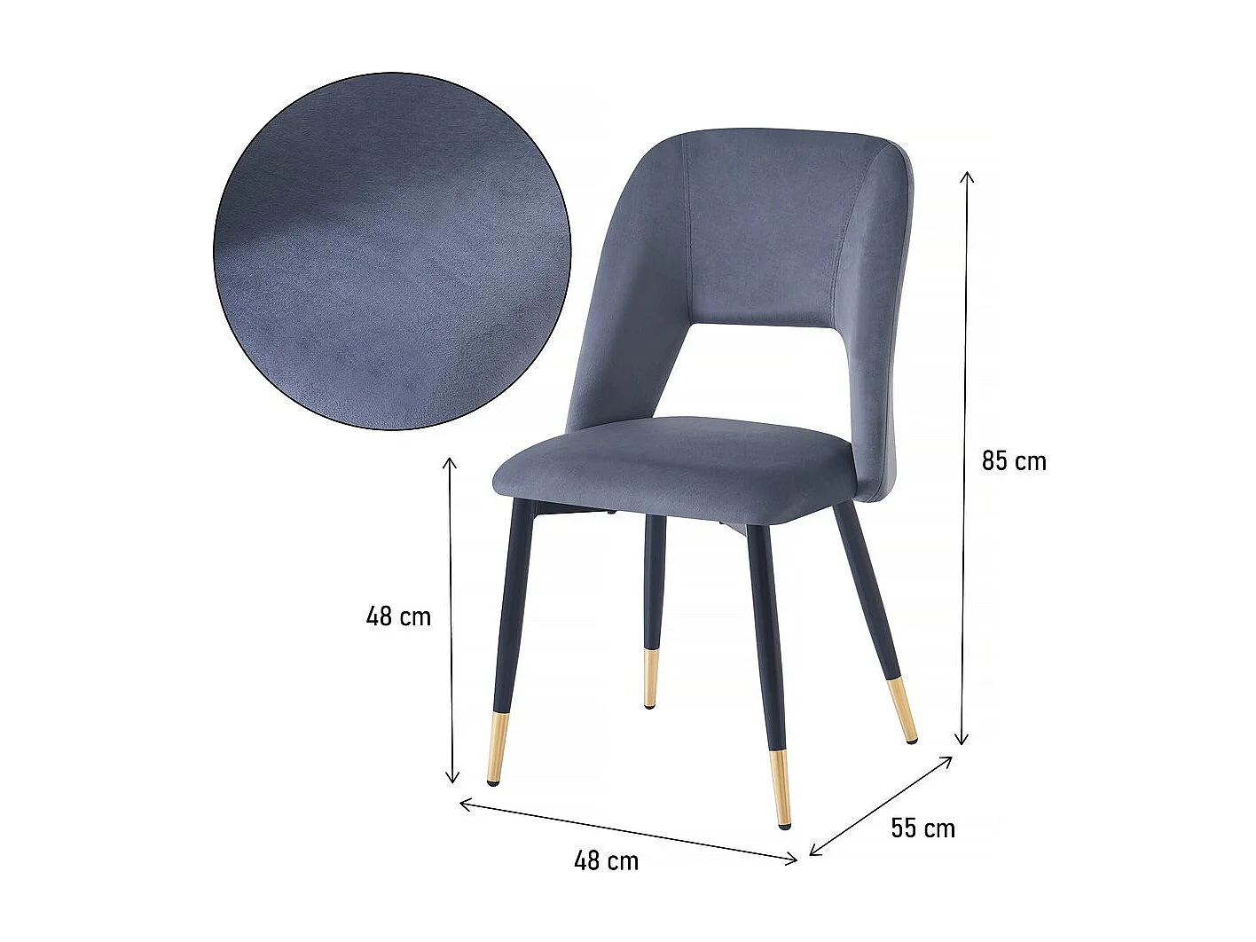 Stuhl aus Samt 2er-Set "Coralie" - Grau