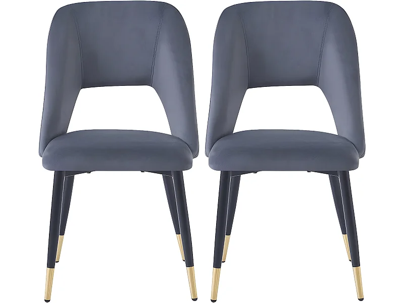 Lot de 2 chaises en velours "Coralie" - Gris