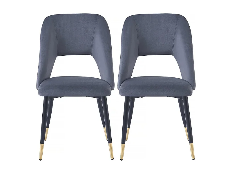 Eetkamerstoelen set 2 stuks stoelen velours fluweel "Coralie" - Grijs