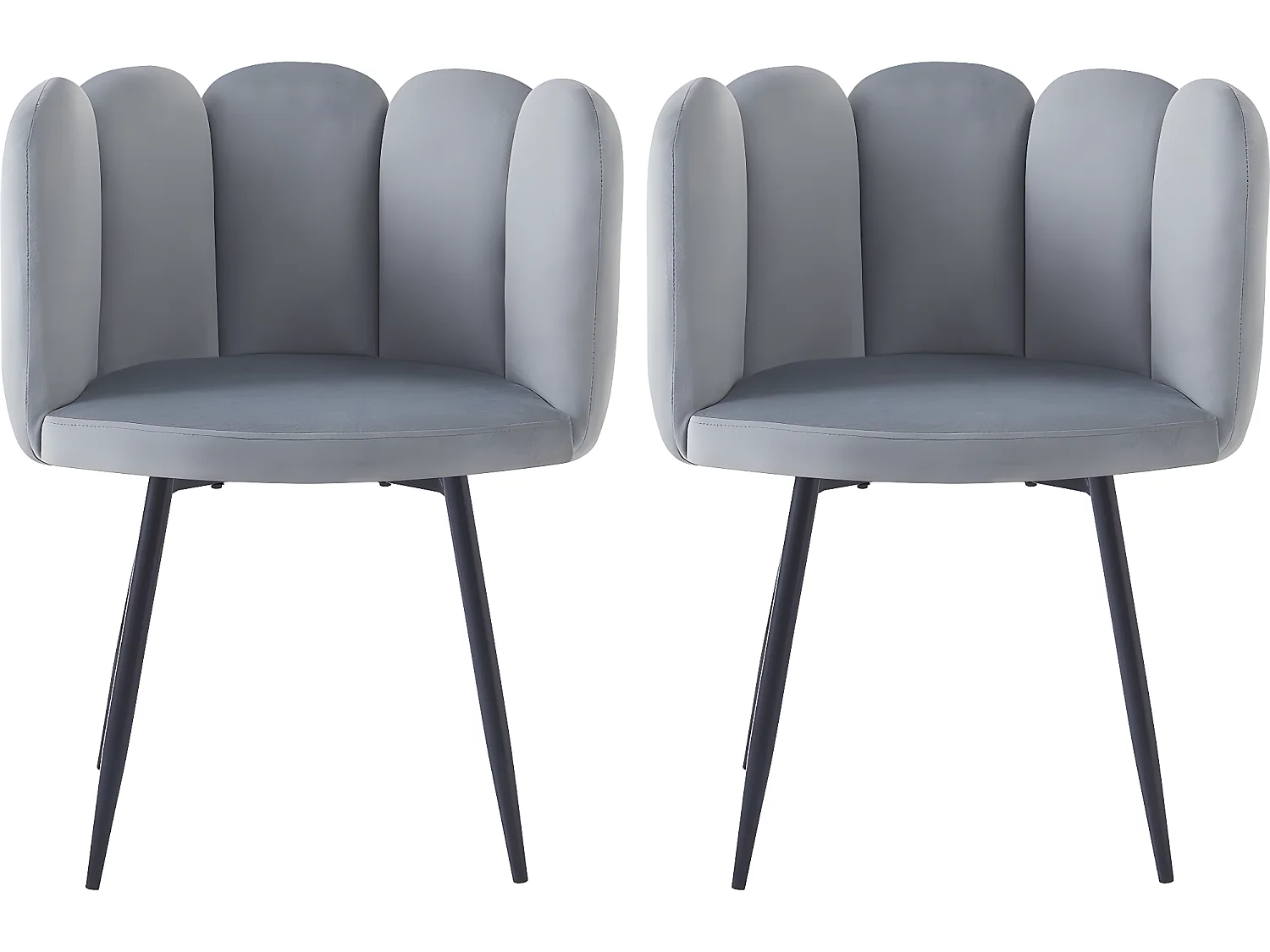 Set van 2 grijze "Capucine" fluwelen stoelen voor een elegante eetkamer