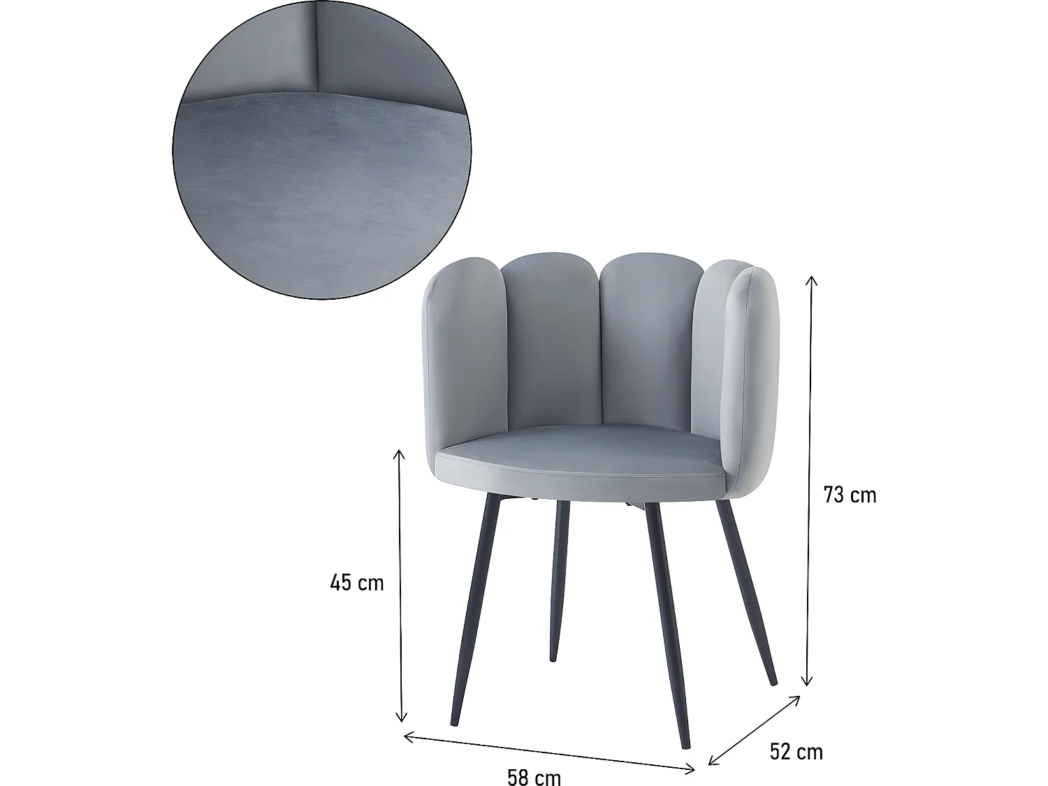Set van 2 grijze "Capucine" fluwelen stoelen voor een elegante eetkamer
