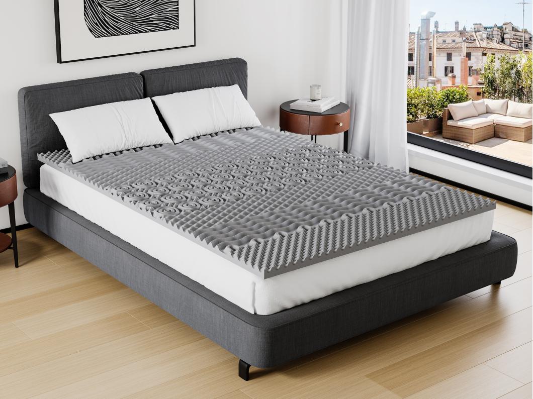 Surmatelas 180 x 200 cm mémoire de forme 7 zones purifiant au charbon ép.5cm - NISIDA de NATUREA