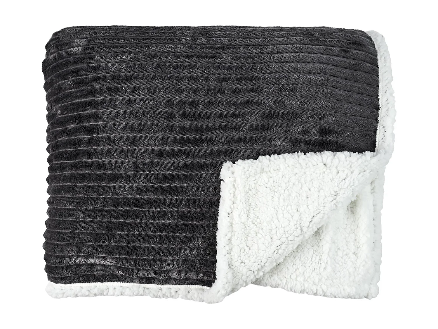 Plaid flanelle côtelé 180x220 cm SHERPA gris