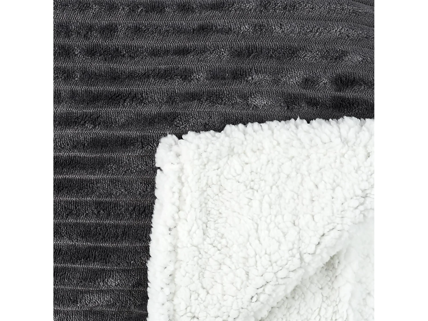 Plaid flanelle côtelé 180x220 cm SHERPA gris