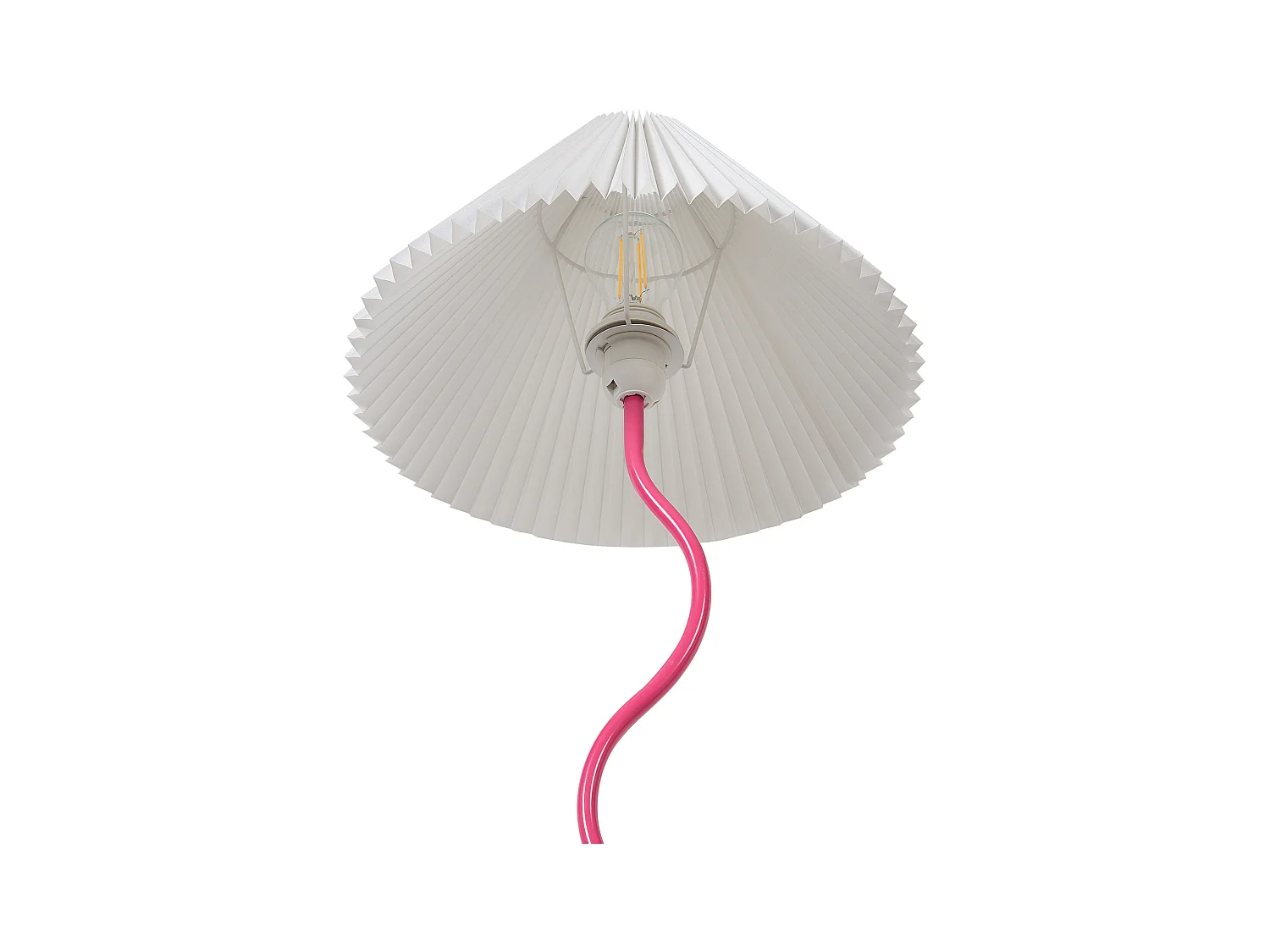 Stehlampe rosa Metallfuß gewellt Plisseeschirm Stoffschirm Kegelform Jikawo