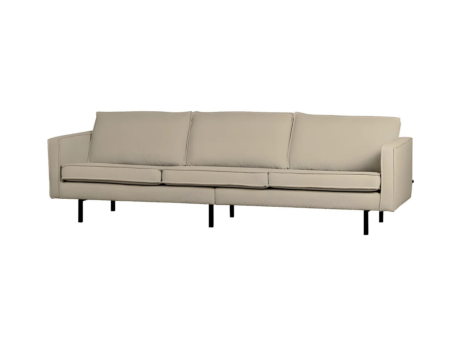 Bronco - Grand canapé 4 places vintage en tissu bouclette L277cm - Beige