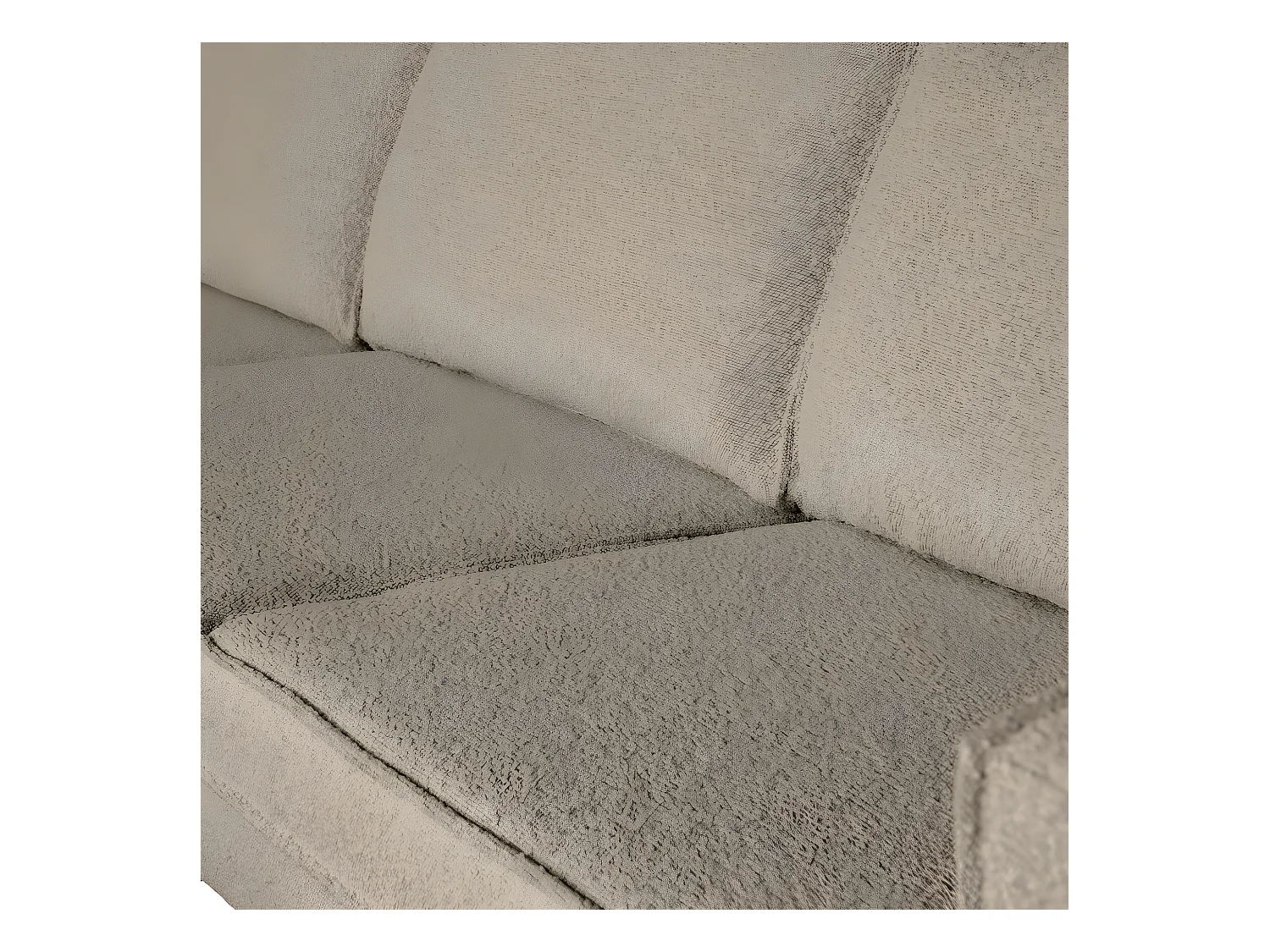 Bronco - Grand canapé 4 places vintage en tissu bouclette L277cm - Beige