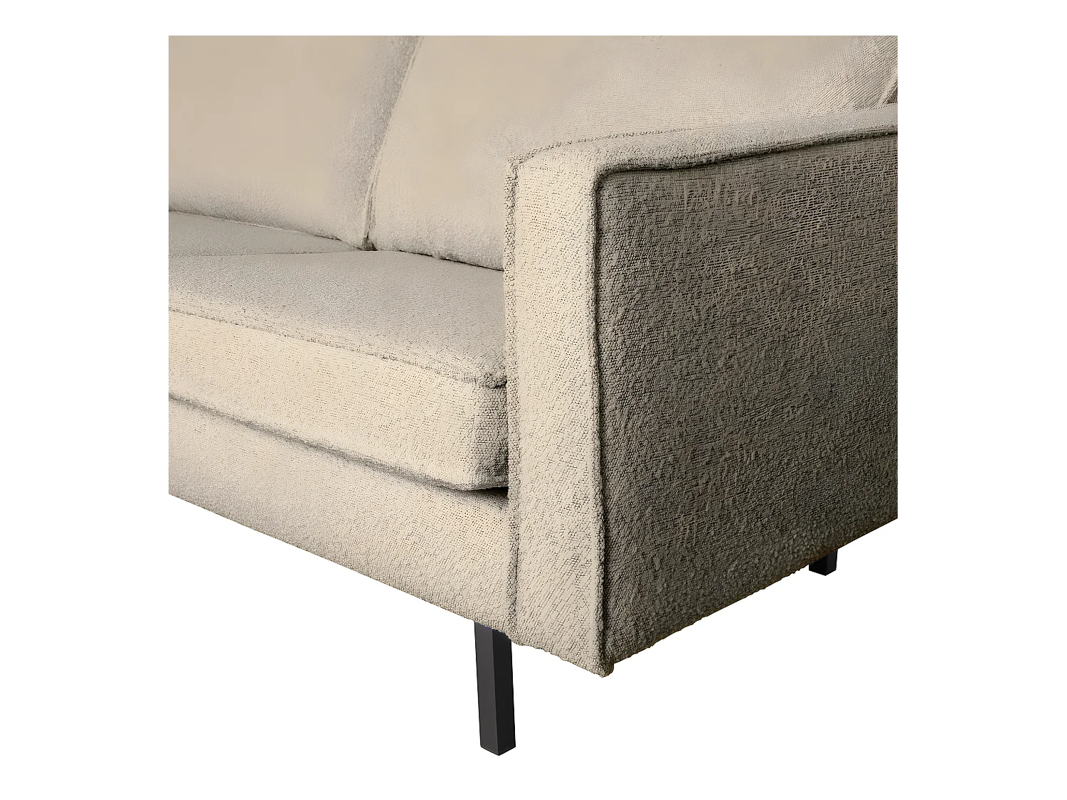 Bronco - Grand canapé 4 places vintage en tissu bouclette L277cm - Beige