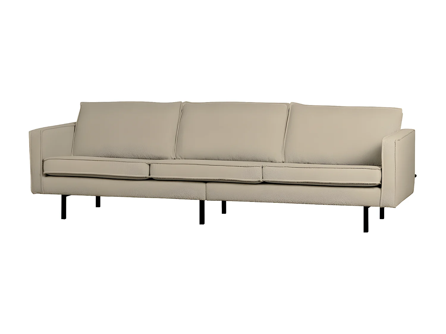 Bronco - Grand canapé 4 places vintage en tissu bouclette L277cm - Beige