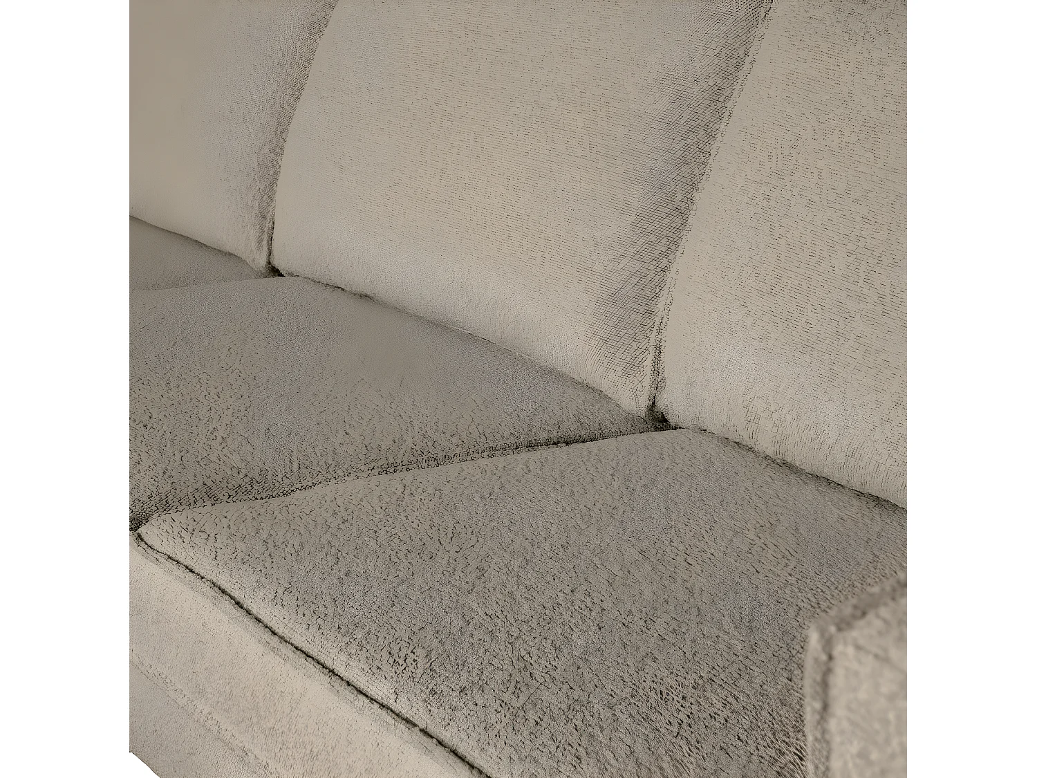 Bronco - Grand canapé 4 places vintage en tissu bouclette L277cm - Beige