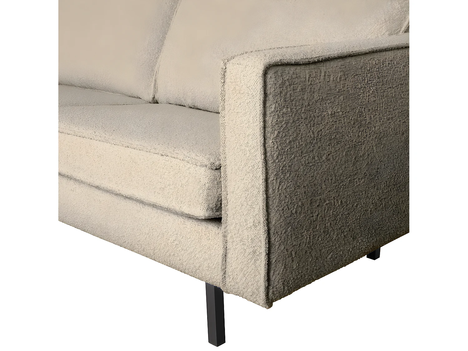 Bronco - Grand canapé 4 places vintage en tissu bouclette L277cm - Beige