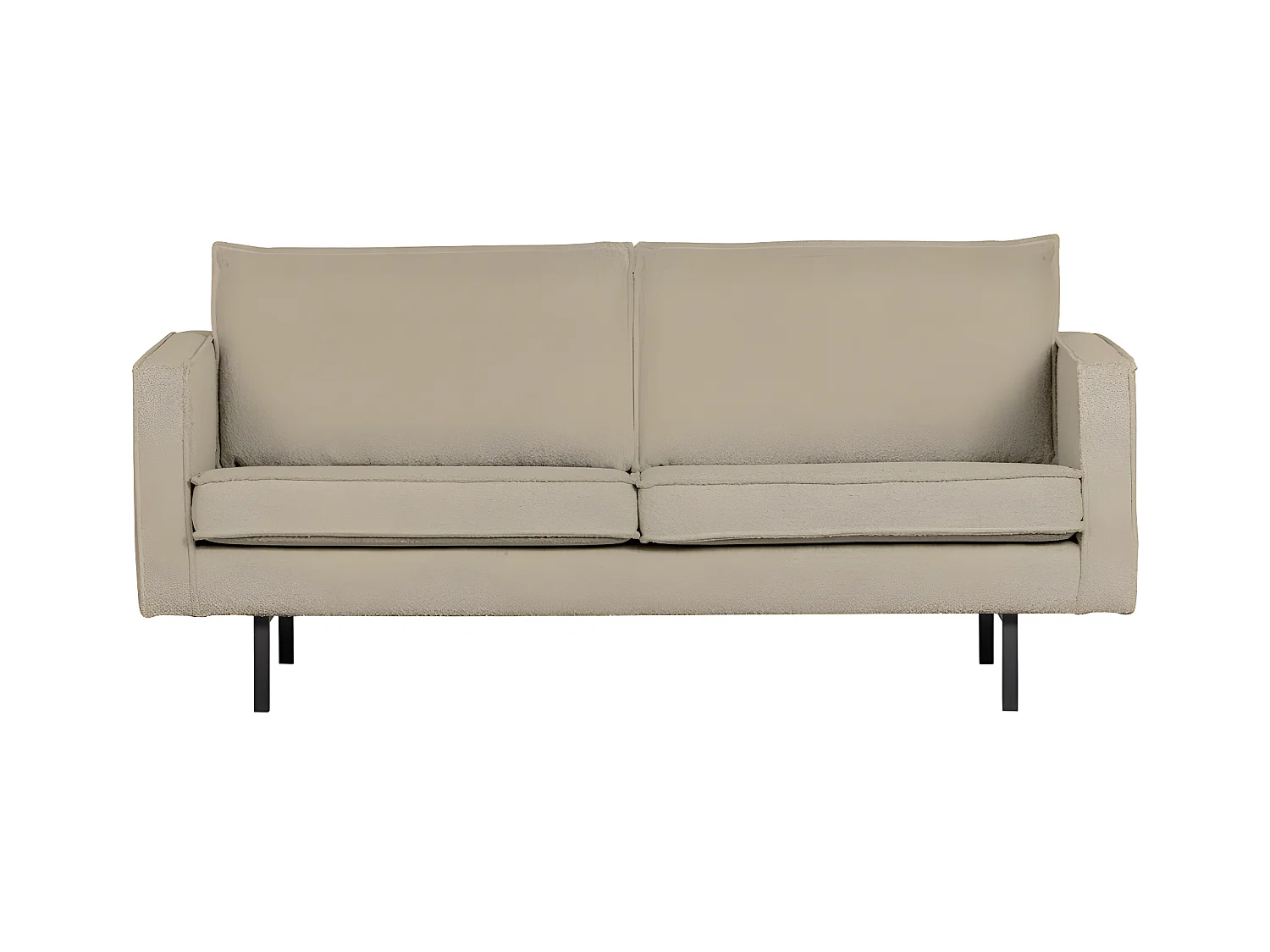 Bronco - Canapé 3 places vintage en tissu bouclette L190 cm - Beige