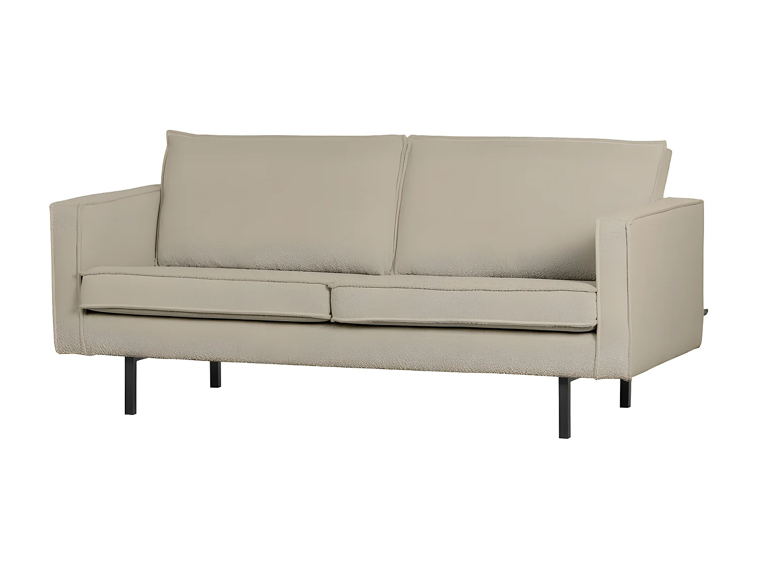 Bronco - Canapé 3 places vintage en tissu bouclette L190 cm - Beige