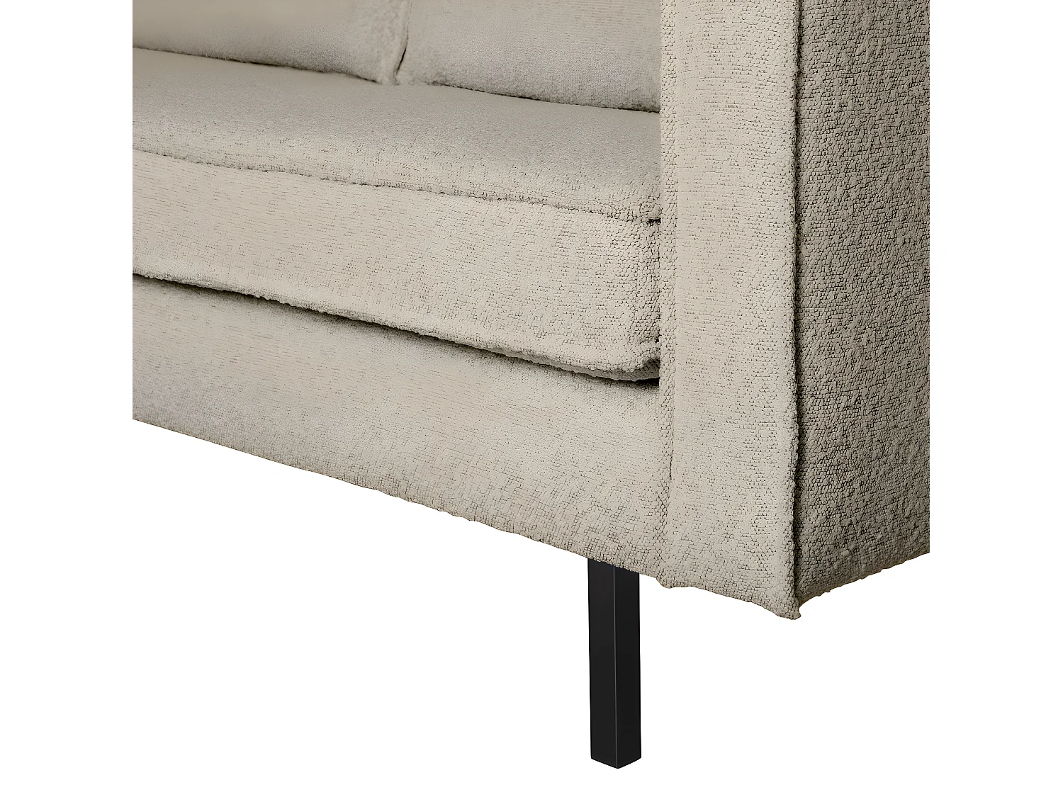 Bronco - Canapé 3 places vintage en tissu bouclette L190 cm - Beige