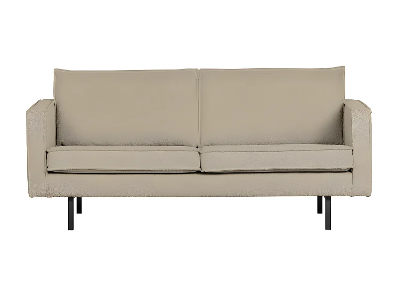 Bronco - Canapé 3 places vintage en tissu bouclette L190 cm - Beige