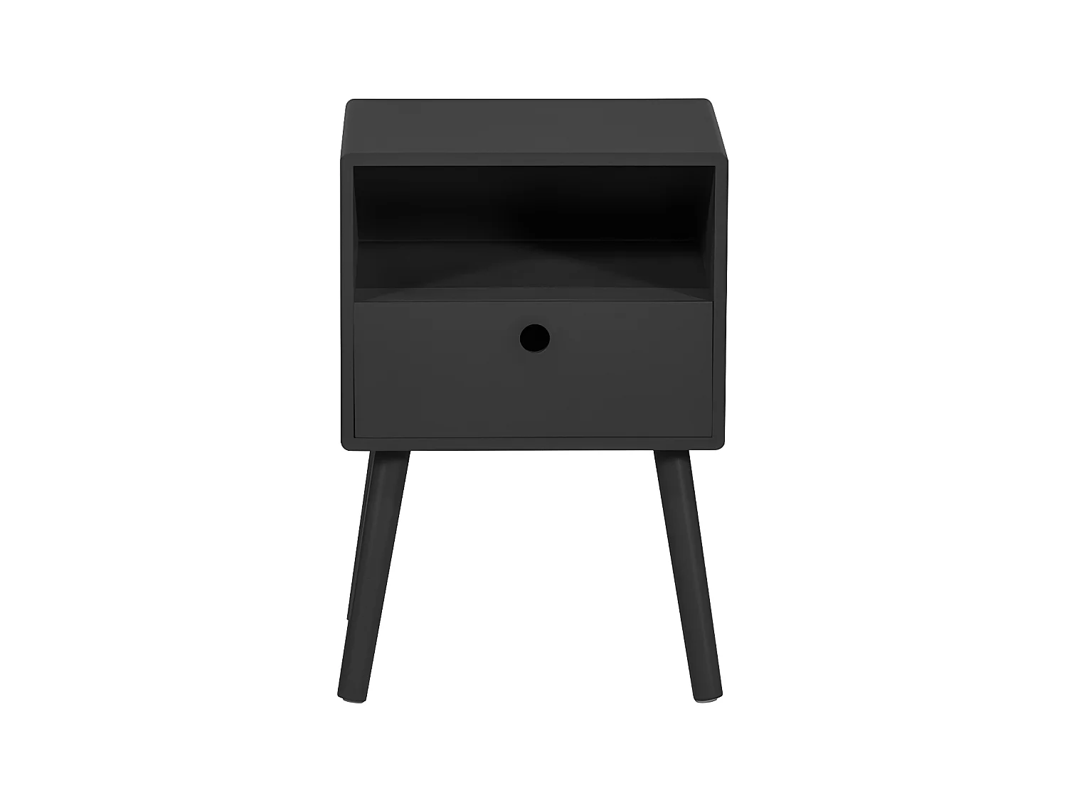 Ozzy - Table de chevet 1 tiroir, 1 niche en bois - Noir