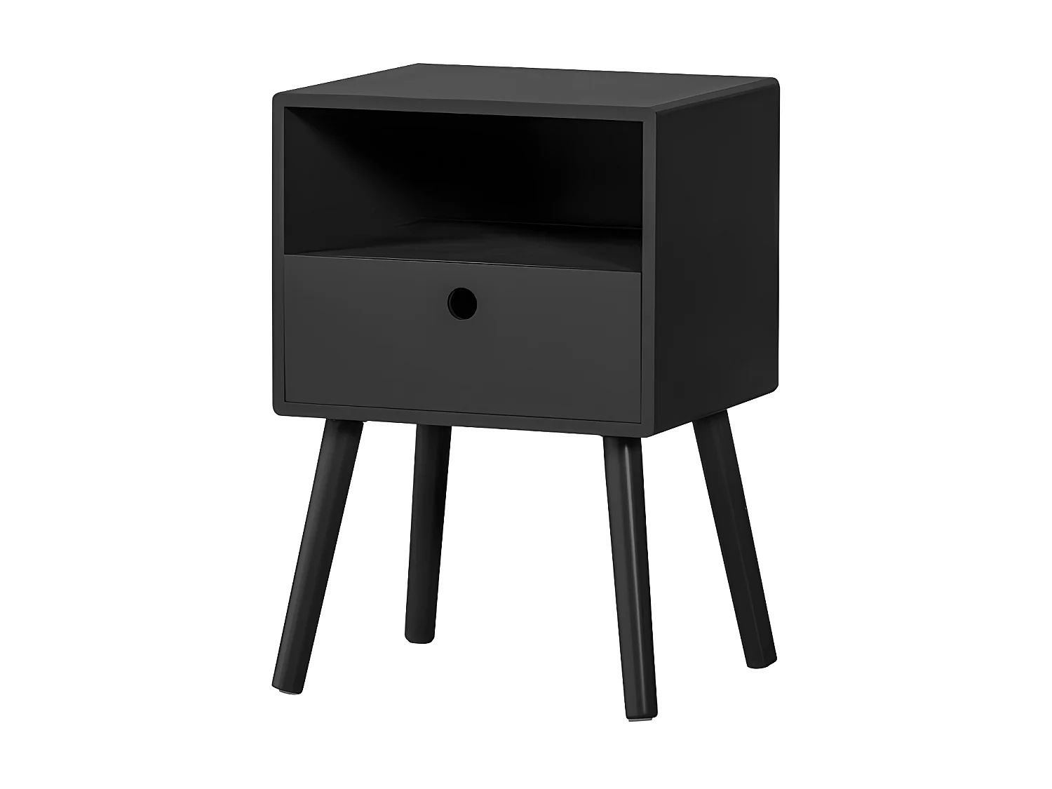 Ozzy - Table de chevet 1 tiroir, 1 niche en bois - Noir