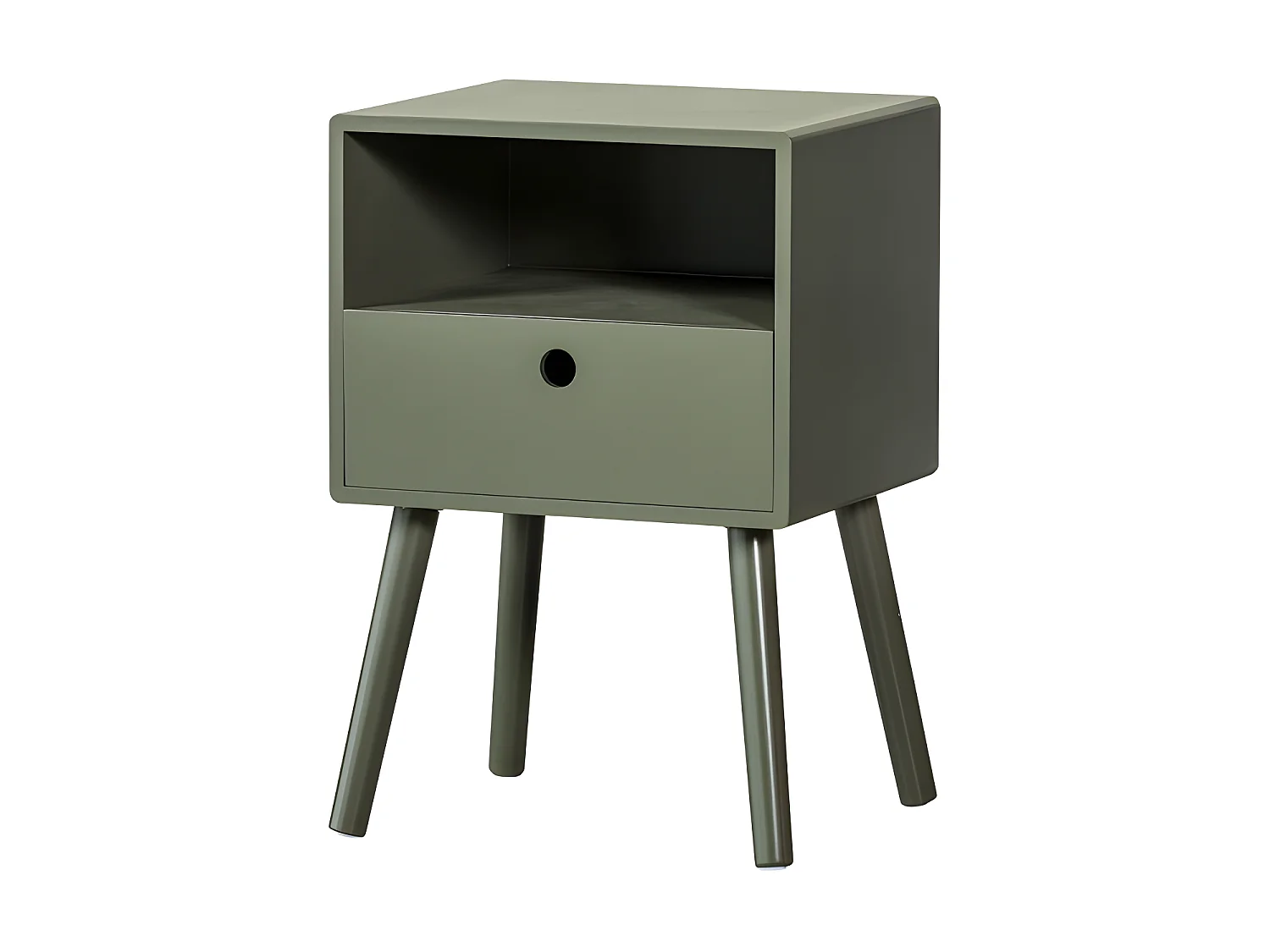 Ozzy - Table de chevet 1 tiroir, 1 niche en bois  - Vert kaki
