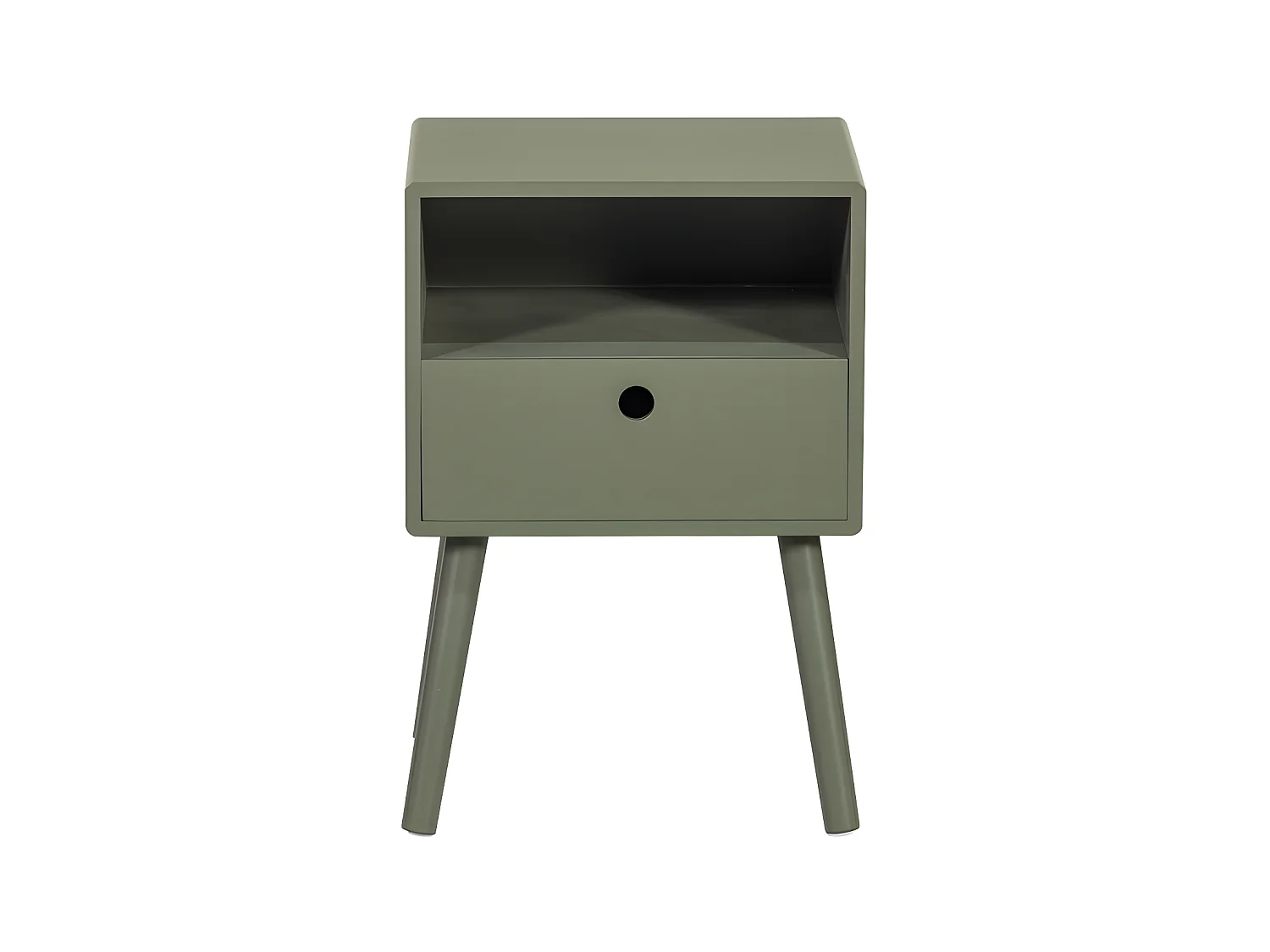 Ozzy - Table de chevet 1 tiroir, 1 niche en bois  - Vert kaki