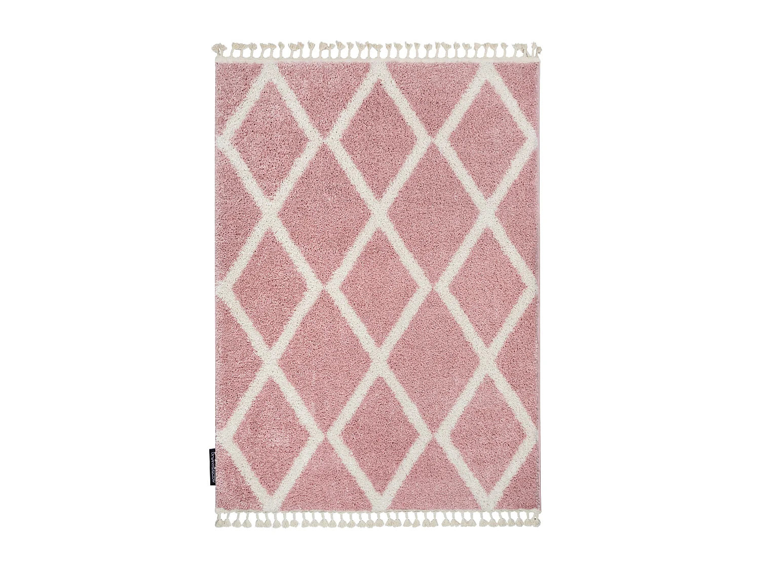Tapis BERBER TROIK A0010 rose et blanc Franges berbère marocain shagg 140x190 cm