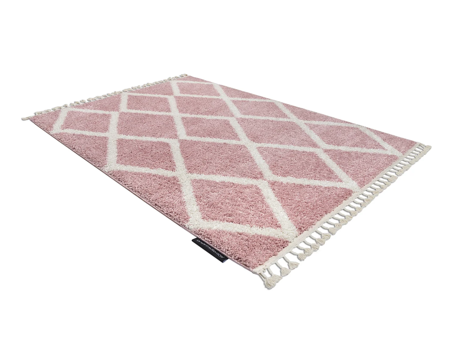 Tapis BERBER TROIK A0010 rose et blanc Franges berbère marocain shagg 140x190 cm