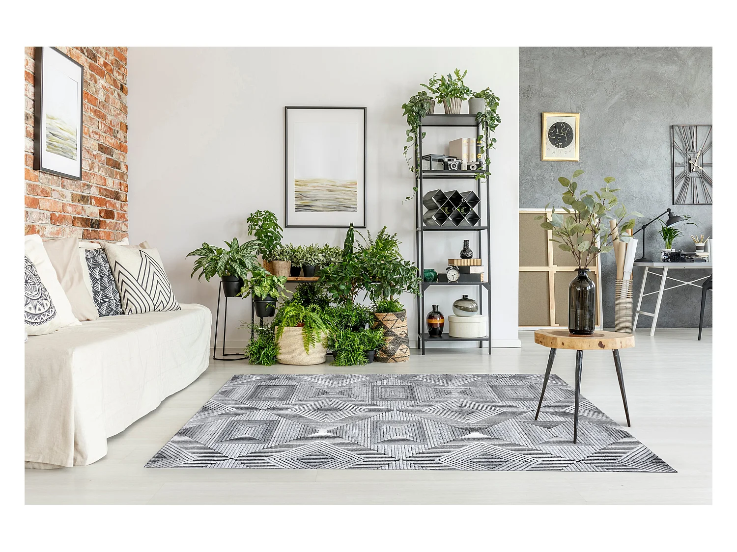 Tapijt Structureel SIERRA G5011 Plat geweven , twee poolhoogte , grijs 120x170 cm