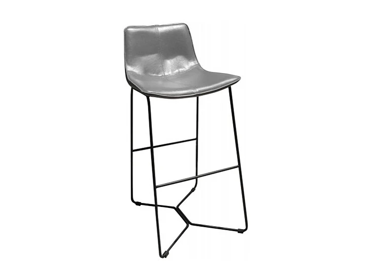 Tabouret de bar 77 cm en simili gris et pieds filaires métal - STEEVE