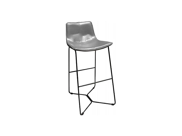 Tabouret de bar 77 cm en simili gris et pieds filaires métal - STEEVE