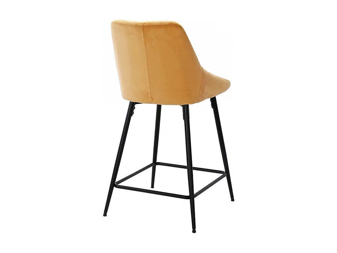 Lot 2 tabourets de bar en velours jaune et piètement métal - JAZZY