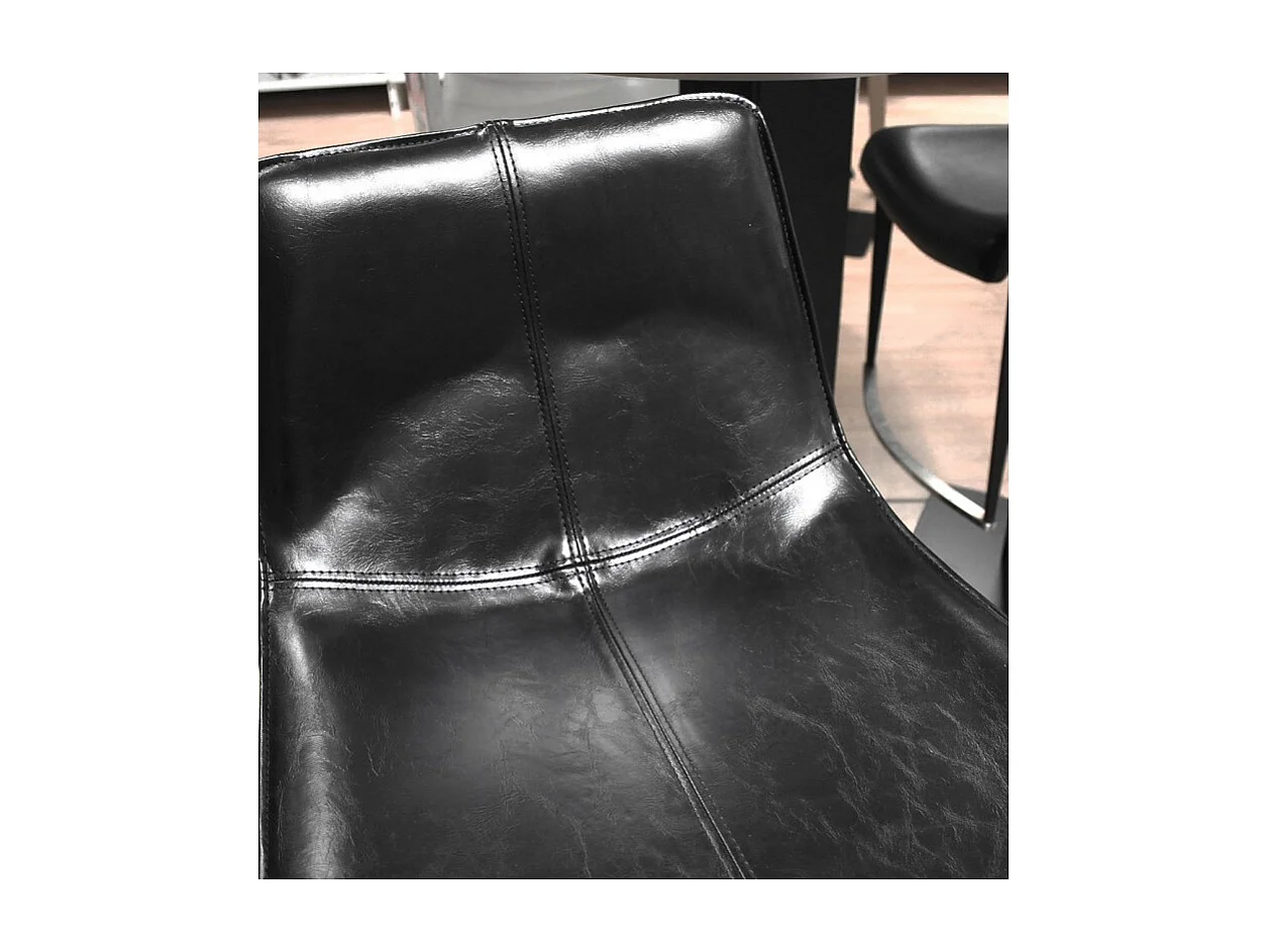 Tabouret de bar 77 cm en simili noir et pieds filaires métal - STEEVE