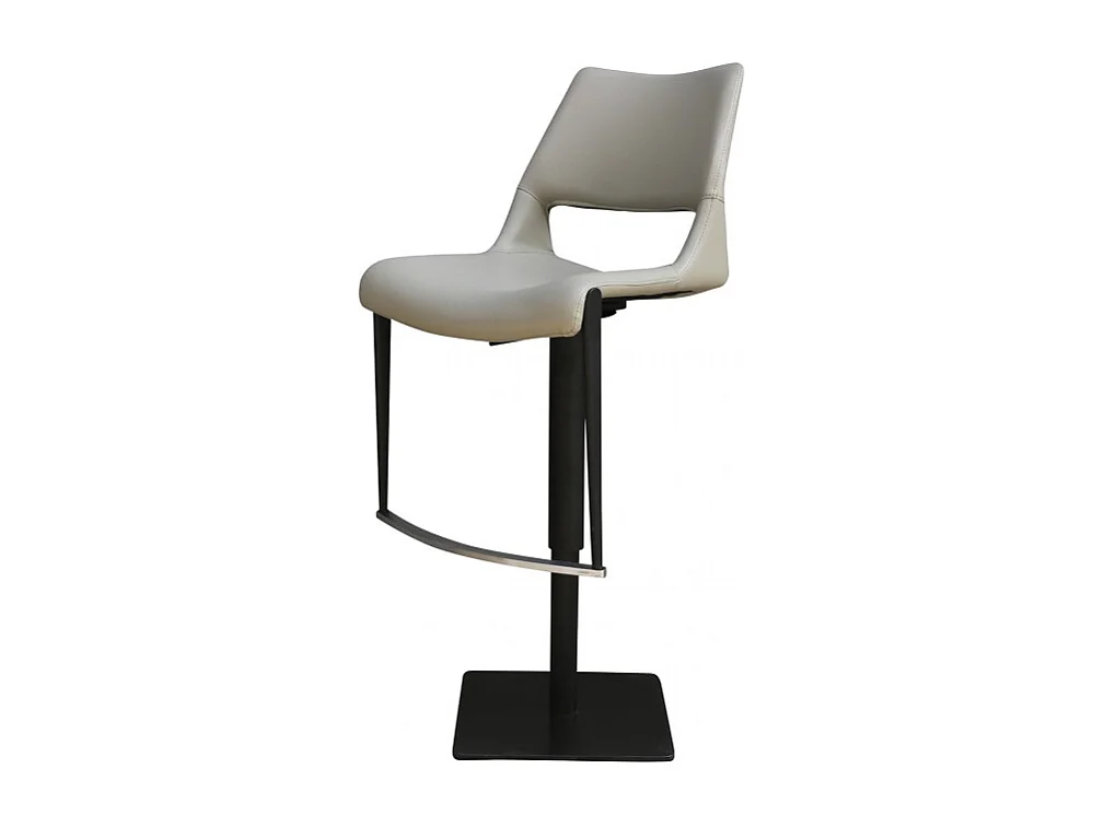 Tabouret de bar en simili gris clair avec repose-pied - YORU