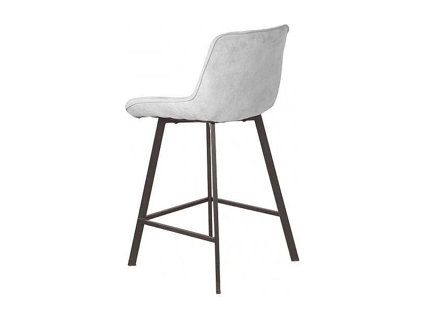 Lot de 2 tabourets tissu gris clair doux avec pieds métal - MANHATTAN