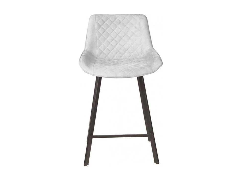 Lot de 2 tabourets tissu gris clair doux avec pieds métal - MANHATTAN