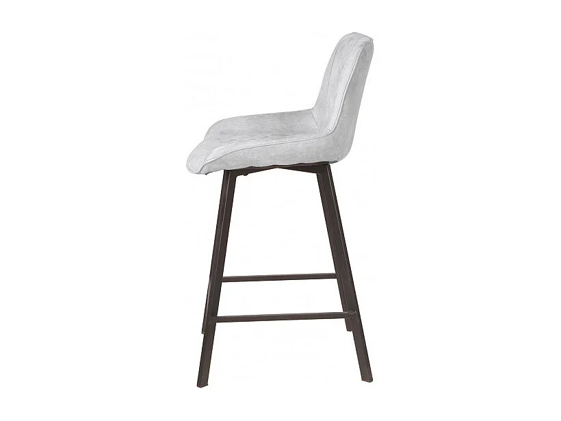 Lot de 2 tabourets tissu gris clair doux avec pieds métal - MANHATTAN