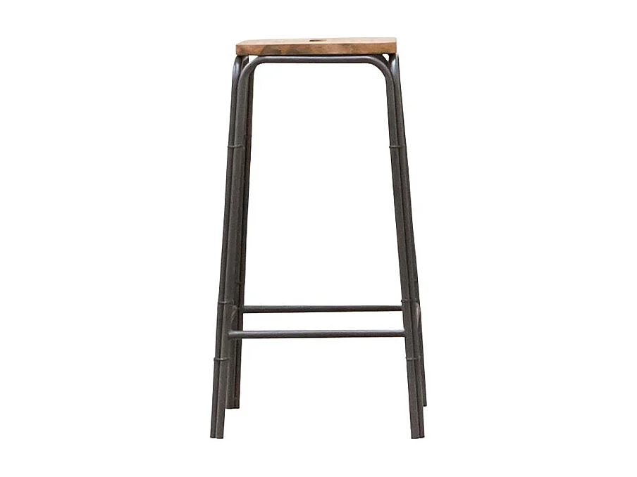 Lot de 2 tabourets de bar 70 cm bois d'acacia et métal - WORKSHOP