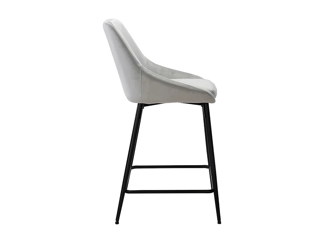 Lot de 2 tabourets de bar en velours gris et piétement métal - JAZZY