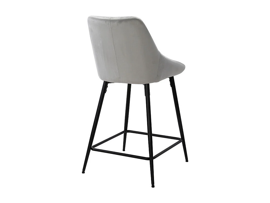 Lot de 2 tabourets de bar en velours gris et piétement métal - JAZZY