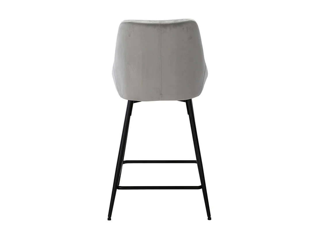 Lot de 2 tabourets de bar en velours gris et piétement métal - JAZZY