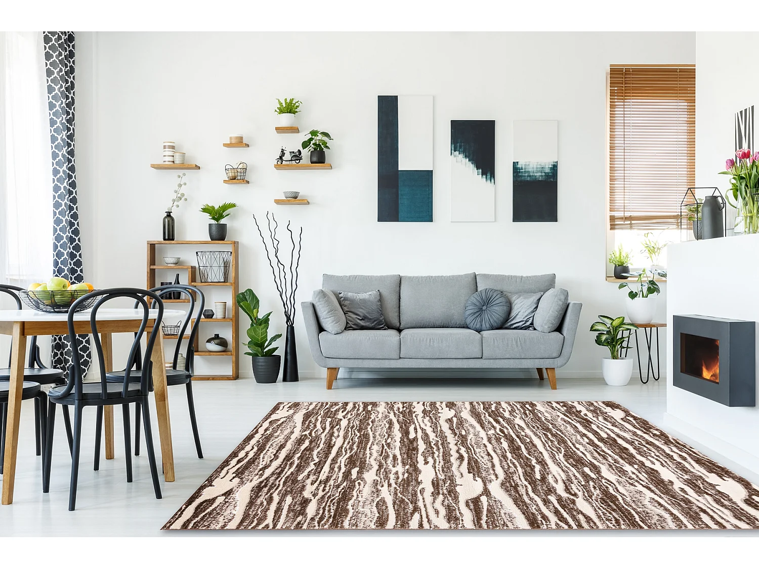 Alfombra MEFE moderna 8761 Olas - Structural dos niveles de vellón be 140x190 cm