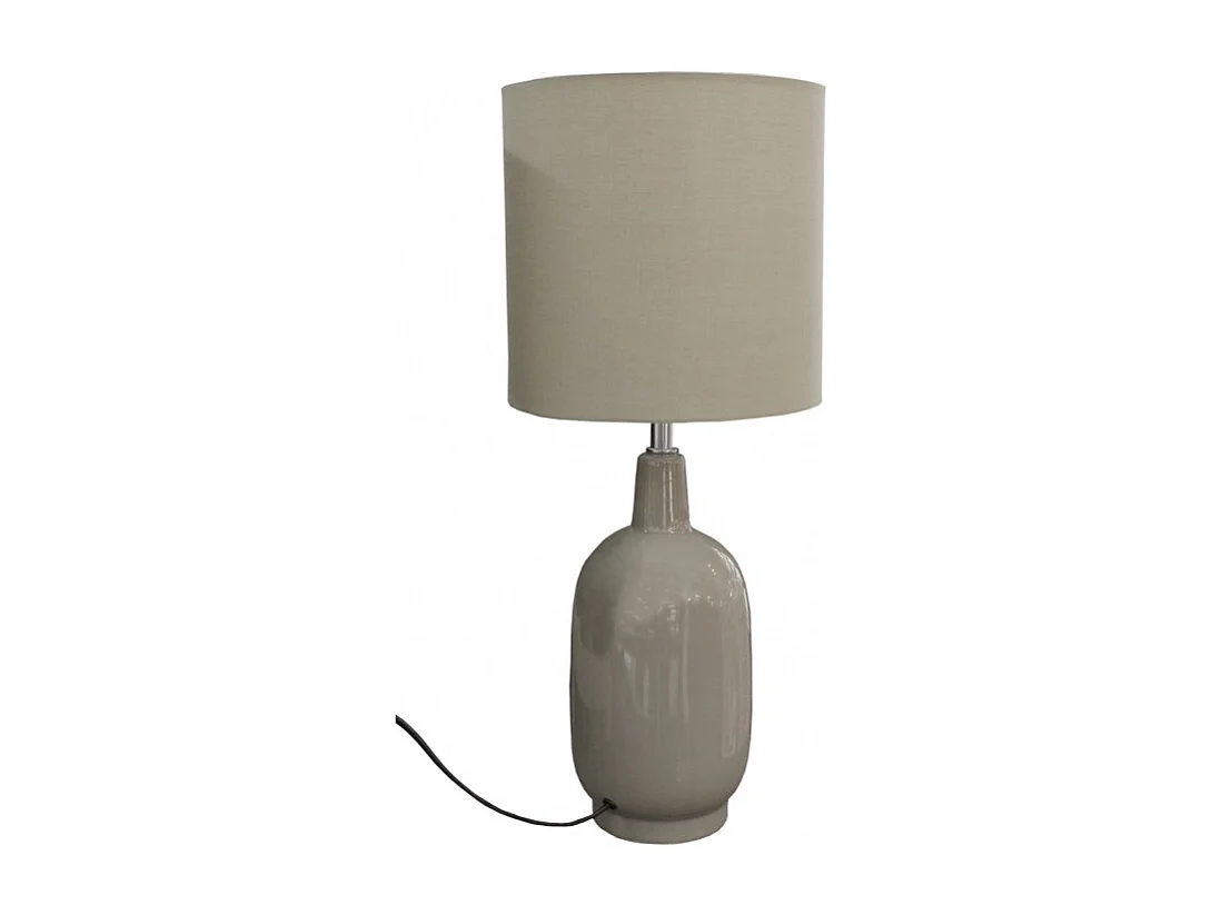 Lampe 49 cm vase céramique laqué et abat-jour taupe - GAïA